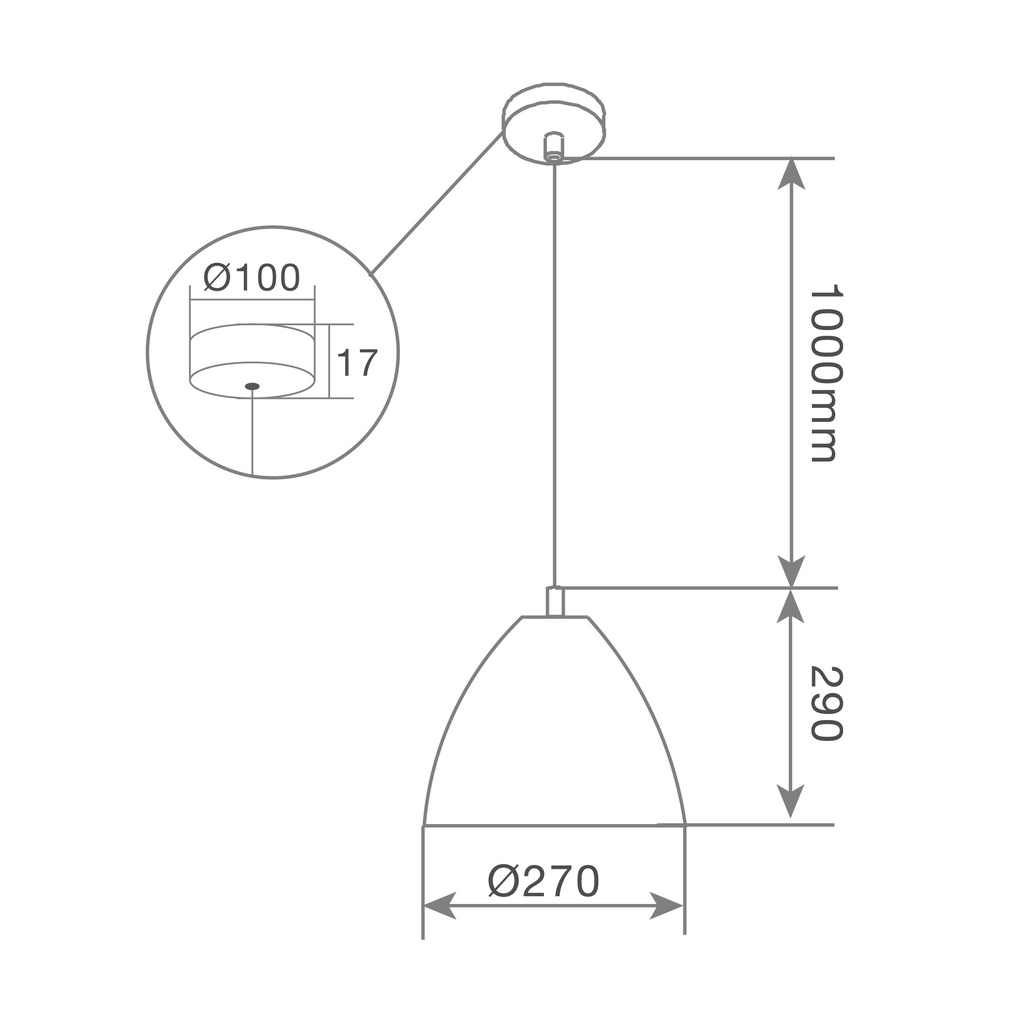 Lámpara de techo colgante Serie Dianza E27 Ø270mm Negro