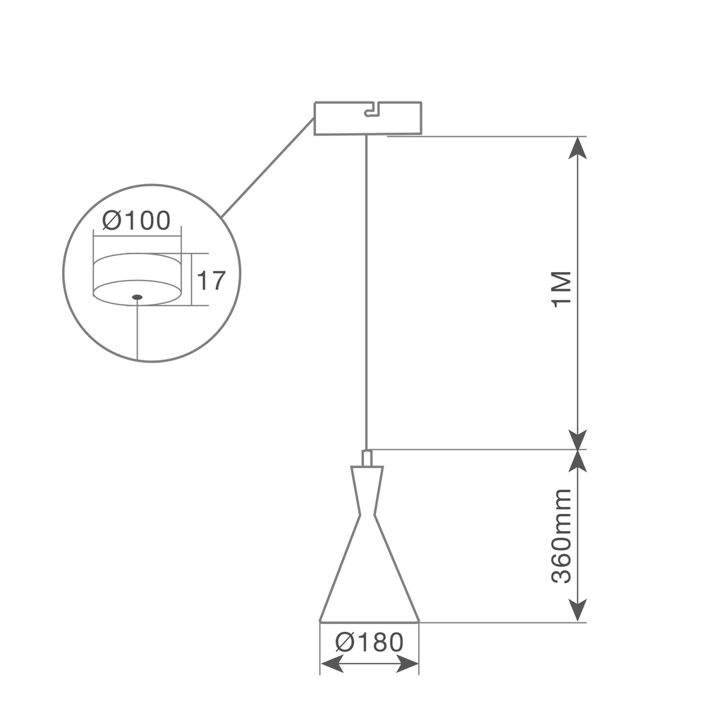 Lámpara de techo colgante Serie Ekiti E27 Ø180mm Blanco