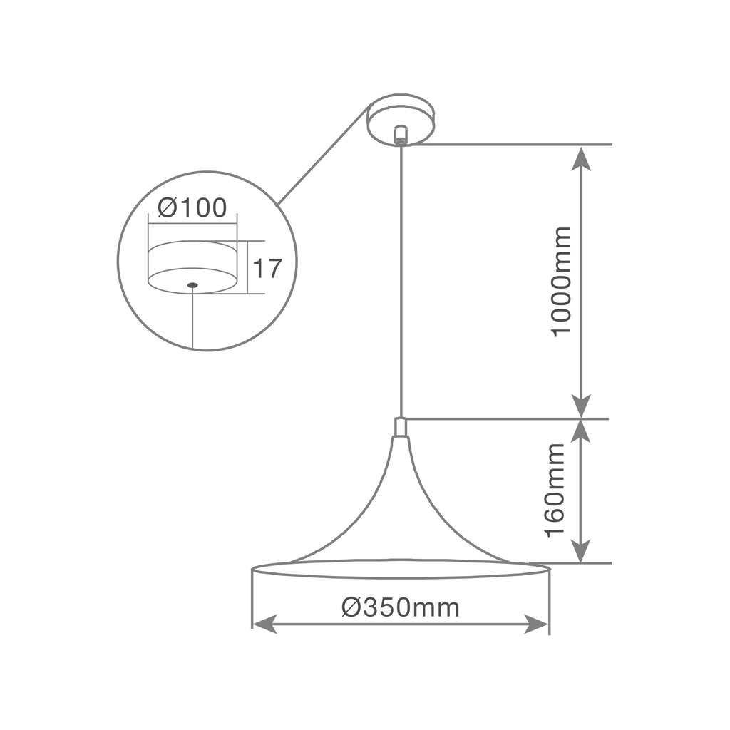 Lámpara de techo colgante Serie Bauchi E27 Ø350mm Blanco