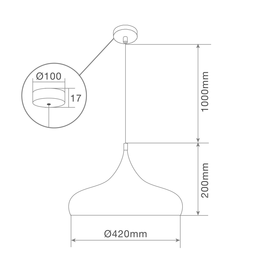 Lámpara de techo colgante Serie Nola E27 Ø420mm Blanco