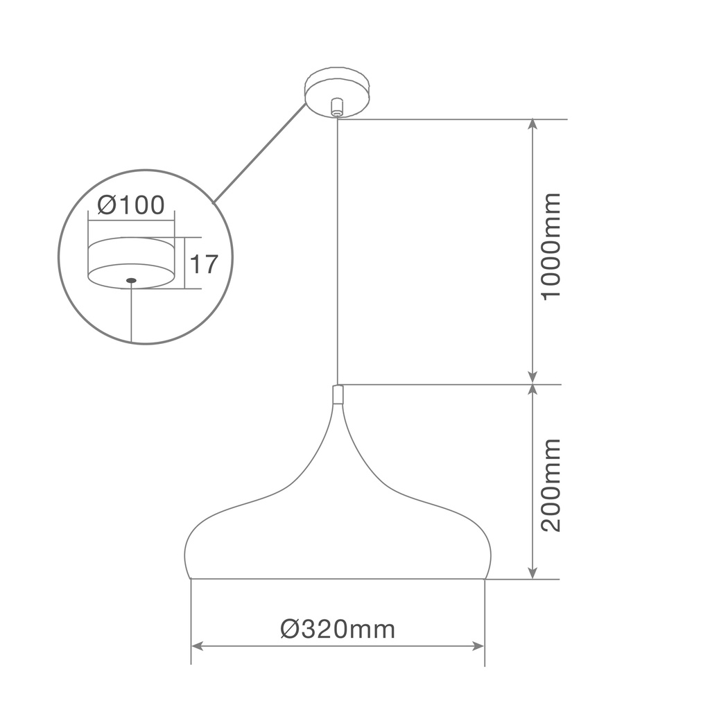 Lámpara de techo colgante Serie Nola E27 Ø320mm Blanco