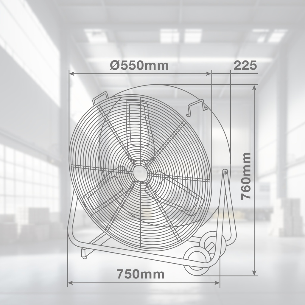 Ventilador metálico de suelo Bampa Ø70cm 250W Negro