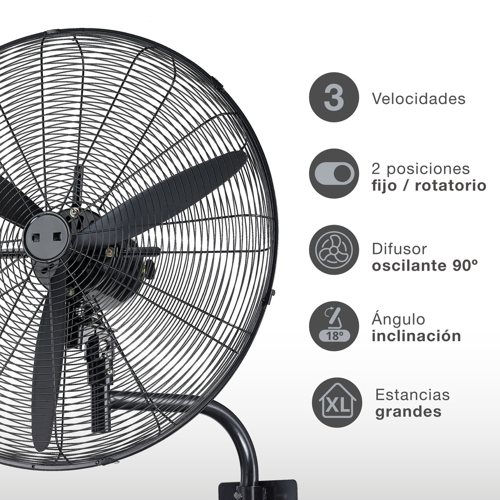 Ventilador de pared Thuwa Ø71cm 200W Negro