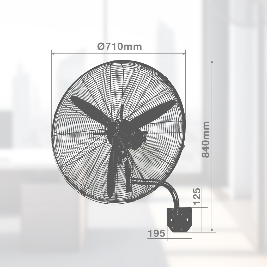 Ventilador de pared Thuwa Ø71cm 200W Negro