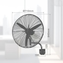 Ventilador de pared Thuwa Ø71cm 200W Negro