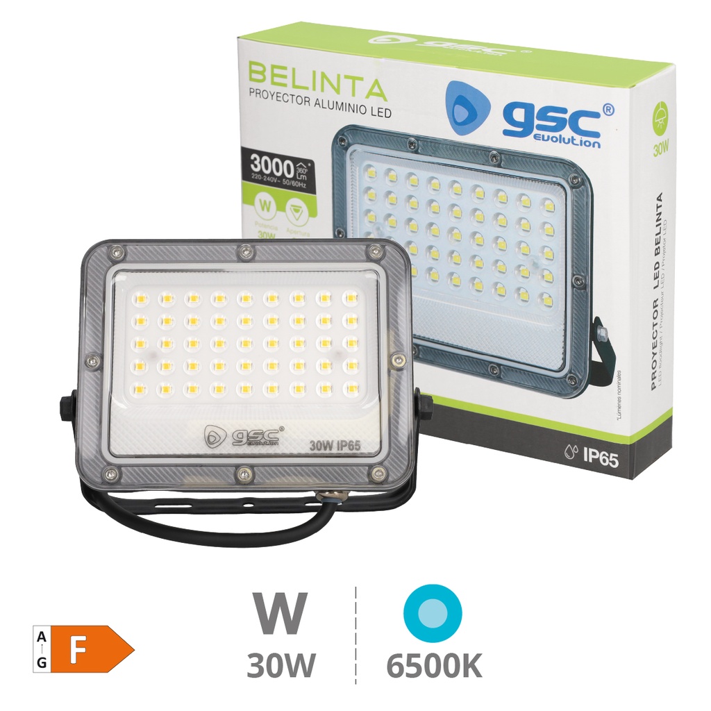 Proyector aluminio LED Belinta 30W 6500K IP65 Negro