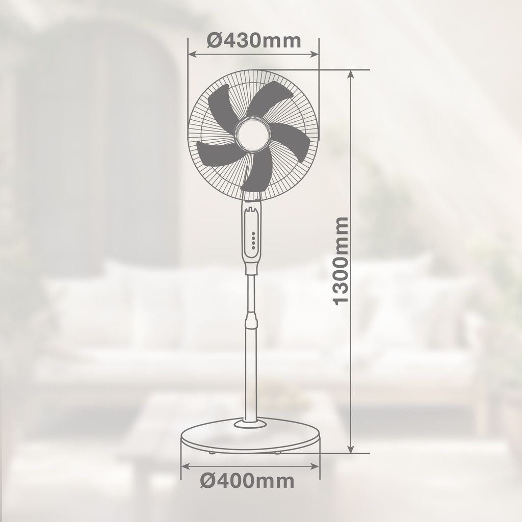 Ventilador portátil de pie Sanluri con mando Ø39cm 15W Blanco