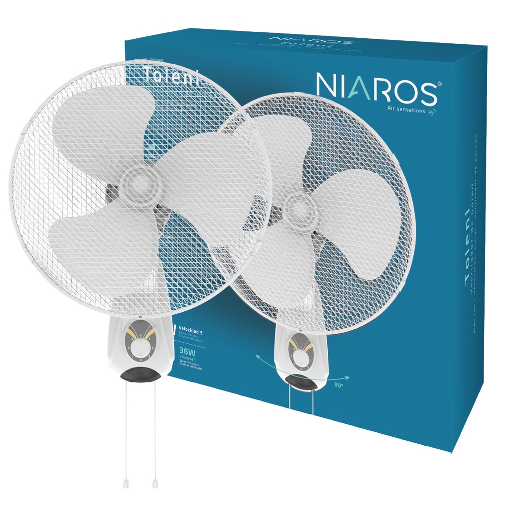 Ventilador de pared Toleni Ø43cm 45W Blanco