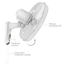 Ventilador de pared Toleni Ø43cm 45W Blanco