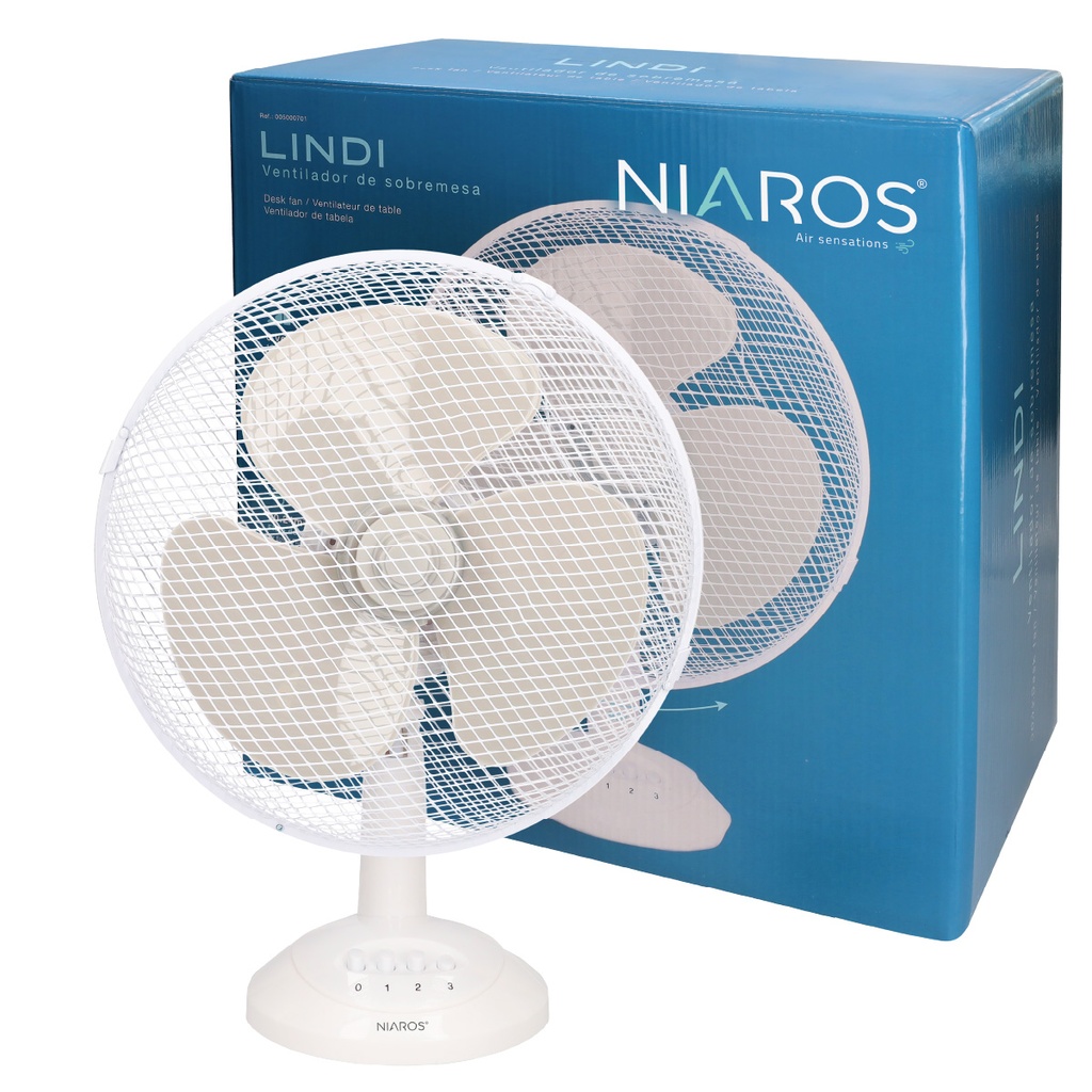 Ventilador sobremesa Lindi Ø34cm 40W Blanco