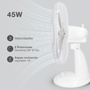 Ventilador sobremesa Lindi Ø43cm 45W Blanco