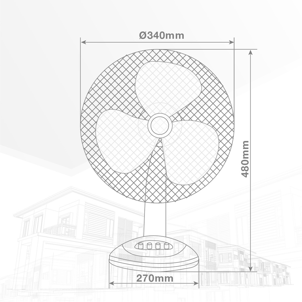 Ventilador sobremesa Lindi Ø34cm 40W Negro