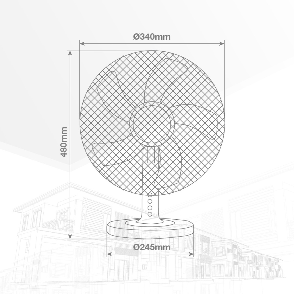 Ventilador sobremesa Macomia Ø31cm 35W Blanco