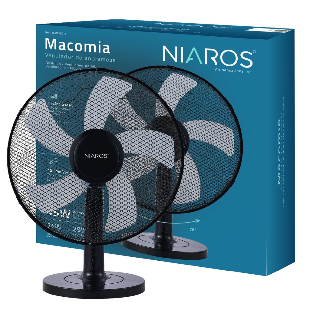 Ventilador sobremesa Macomia  Ø41cm 45W Negro