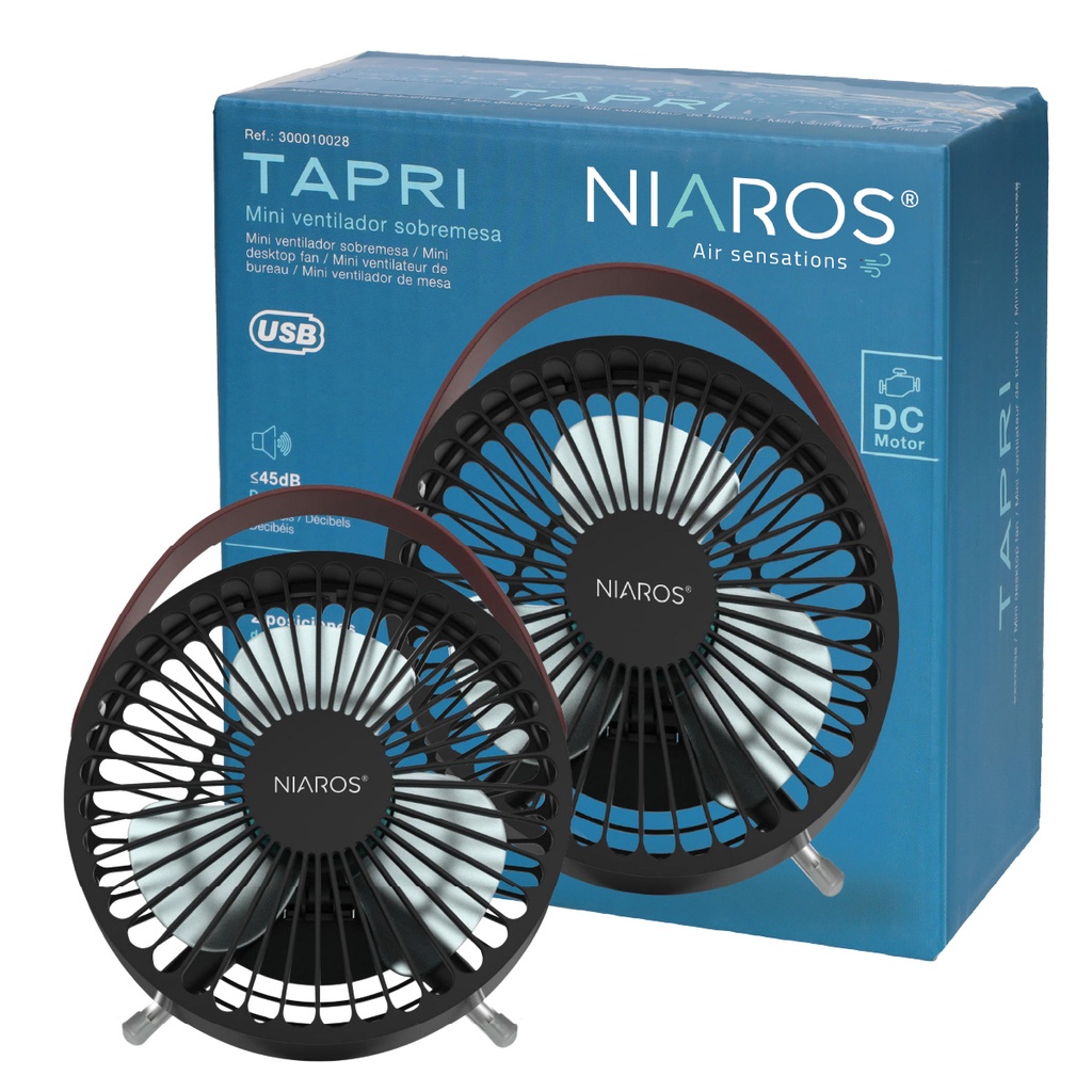 Mini ventilador sobremesa USB Tapri Ø14cm 5W Negro