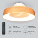 Ventilador techo Box Fan Niskot con luz CCT regulable y mando Ø57 Efecto madera