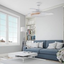 Ventilador techo Likasi con luz CCT regulable y mando Ø107 3 aspas retráctiles DC Blanco