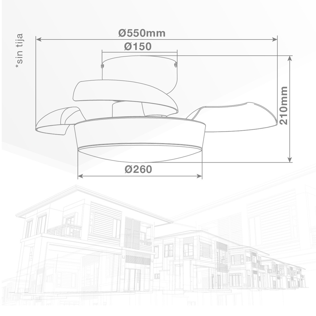 Ventilador techo Nacala con luz CCT regulable y mando Ø55 3 aspas retráctiles DC Blanco