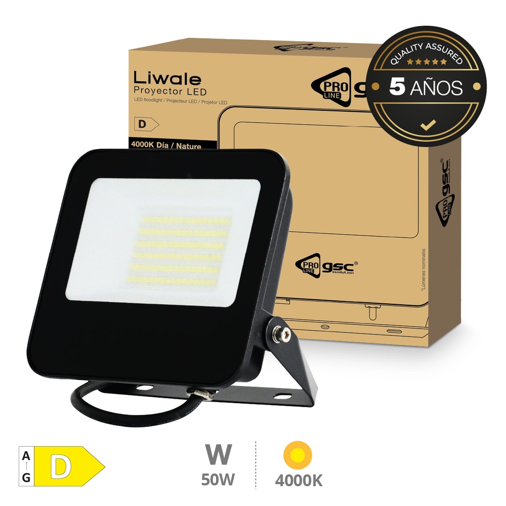 Proyector aluminio LED Serie Liwale 50W 4000K IP65 Negro - Pro Line