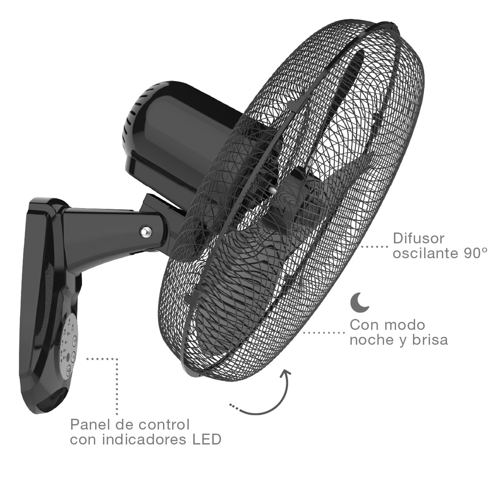 Ventilador de pared Sautar con mando Ø43cm 45W Negro