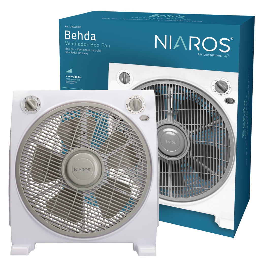 Ventilador Box Fan cuadrado Behda Ø31cm 45W