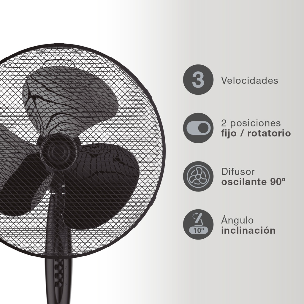 Ventilador de pie Nametil Ø43cm 45W Negro