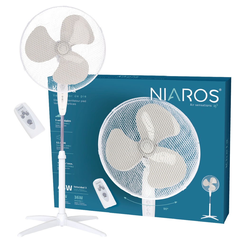 Ventilador de pie Khela con mando Ø43cm 45W Blanco