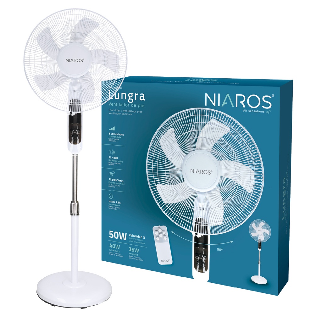 Ventilador Kureli 3 en 1 (sobremesa, pared y pie) Ø43cm 45W Blanco