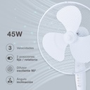 Ventilador Kureli 3 en 1 (sobremesa, pared y pie) Ø43cm 45W Blanco