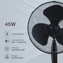 Ventilador Kureli 3 en 1 (sobremesa, pared y pie) Ø43cm 45W Negro