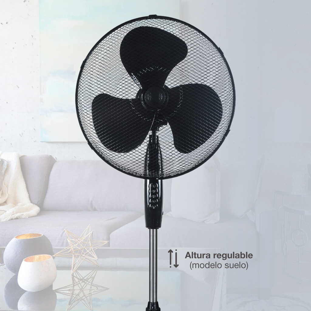 Ventilador Kureli 3 en 1 (sobremesa, pared y pie) Ø43cm 45W Negro