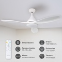 Ventilador techo Luma con luz CCT regulable y mando Ø117 3 aspas DC Blanco