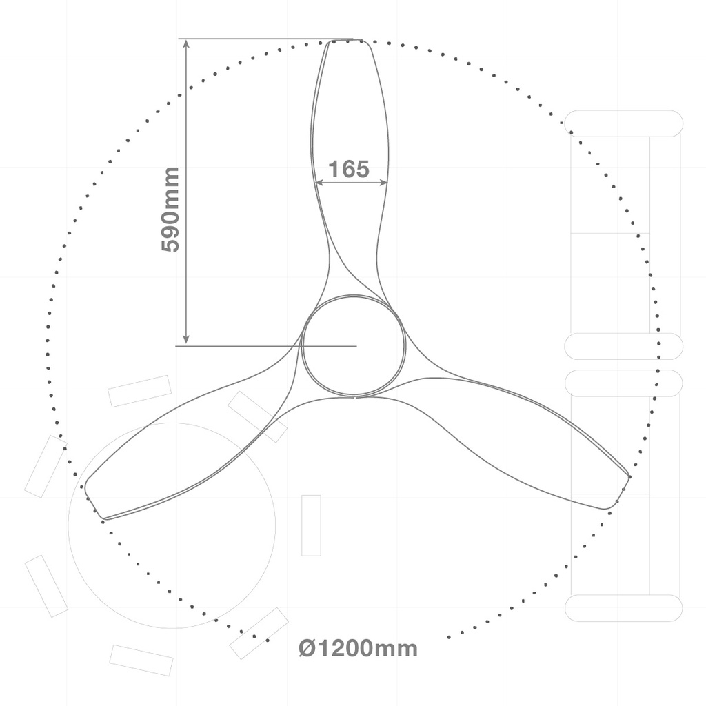 Ventilador techo Luma con luz CCT regulable y mando Ø117 3 aspas DC Blanco