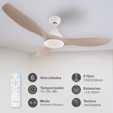 Ventilador techo Luma con luz CCT regulable y mando Ø117 3 aspas DC Blanco