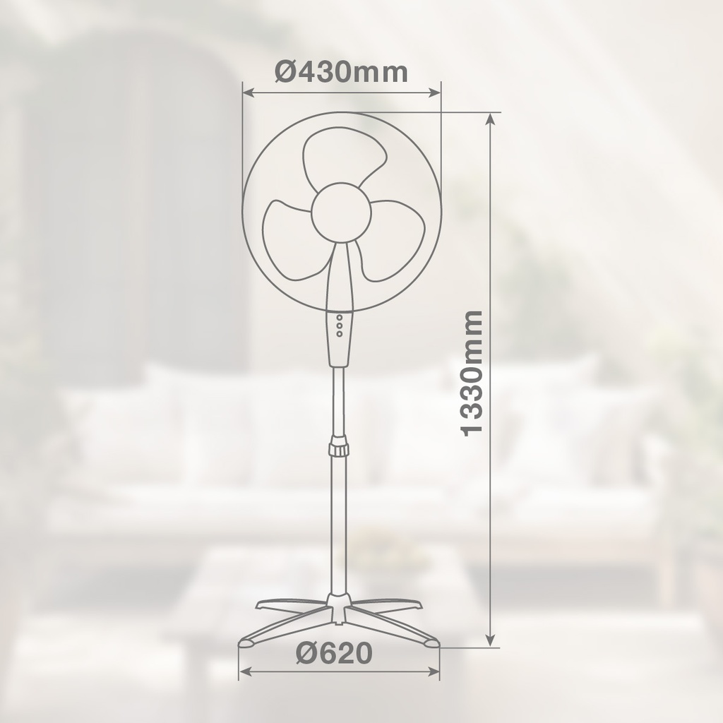 Ventilador de pie Nametil Ø43cm 45W Blanco