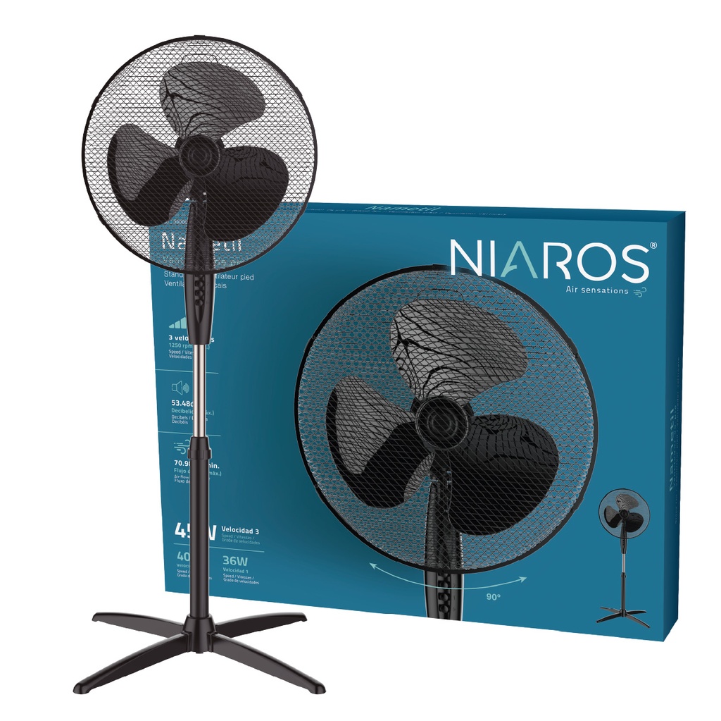 Ventilador de pie Nametil Ø43cm 45W Negro