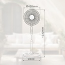 Ventilador de pie Lungra con mando y temporizador Ø43cm 50W Blanco