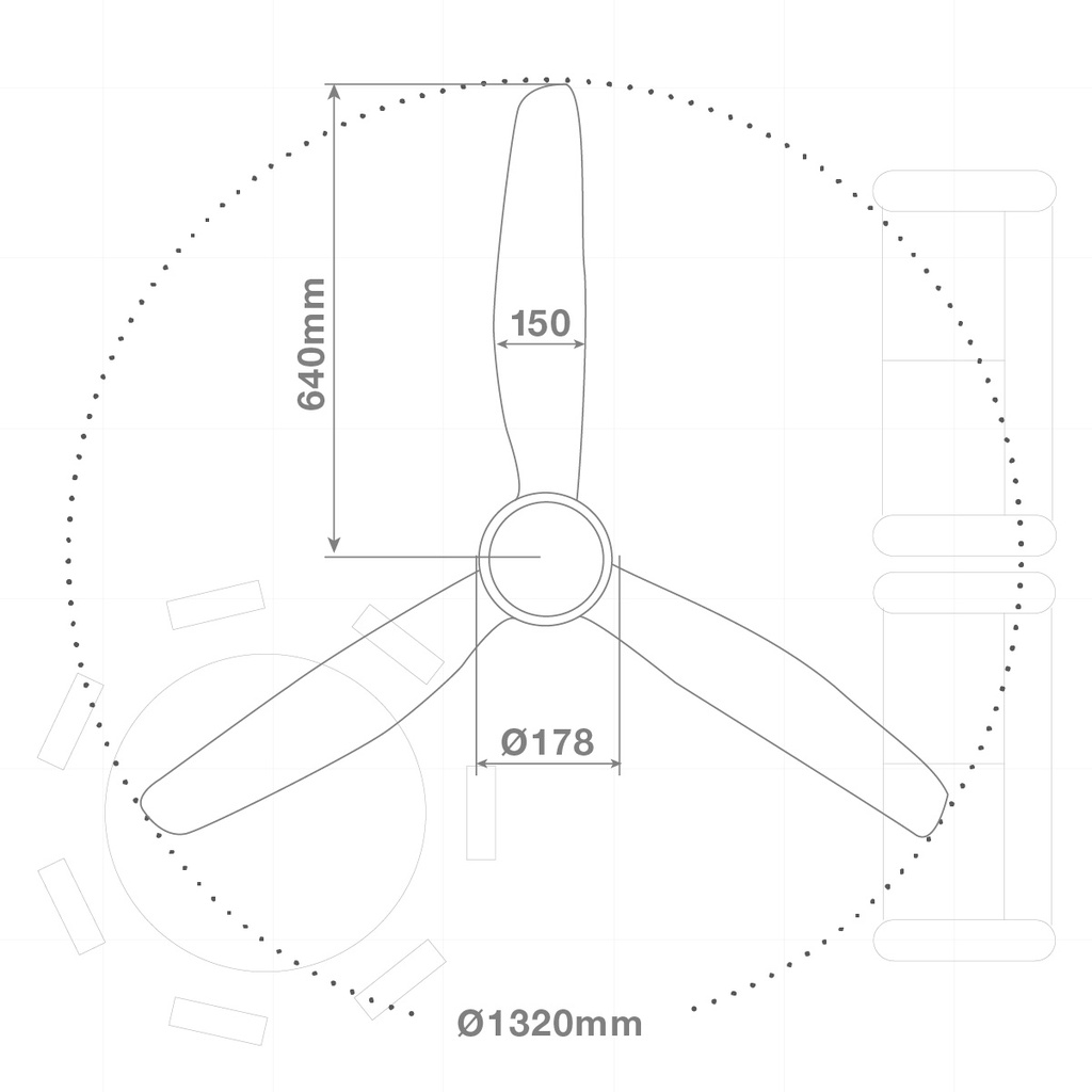 Ventilador techo inteligente Kasama con luz CCT regulable y mando Ø132 3 aspas DC Blanco