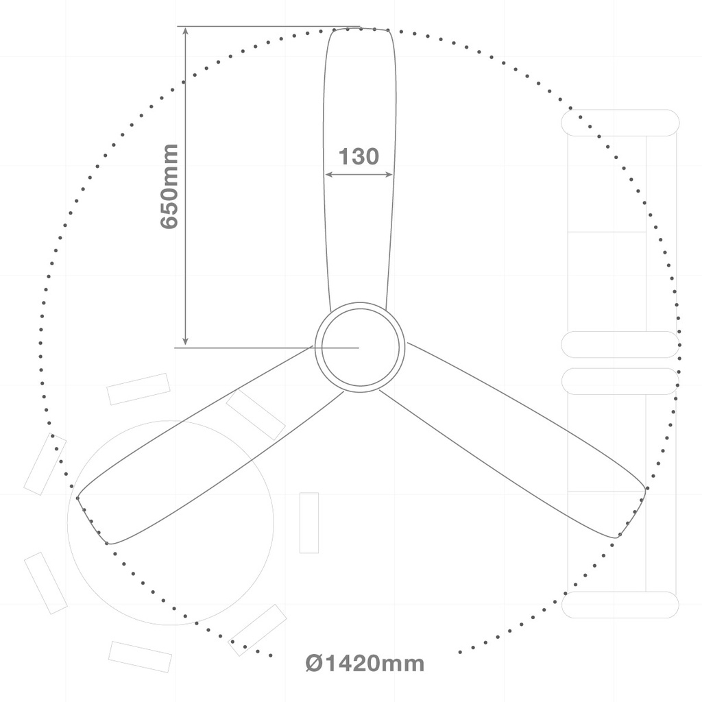 Ventilador techo Saltok con mando Ø142 3 aspas Negro