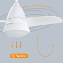 Ventilador techo Kidau con luz CCT regulable y mando Ø93 3 aspas Blanco