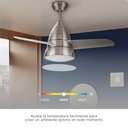 Ventilador techo Kidau con luz CCT regulable y mando Ø93 3 aspas Níquel