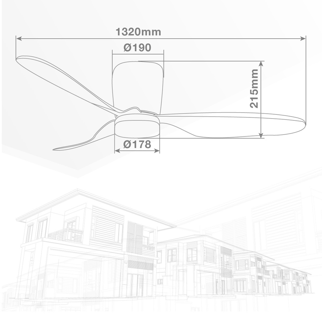 Ventilador techo Solesia con luz CCT regulable y mando Ø132 3 aspas DC Blanco