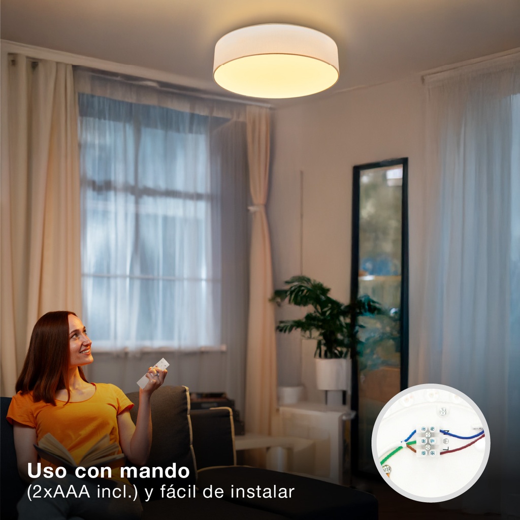 Plafón techo LED de tela Kasker 22W 3000K a 6500K regulable Blanco