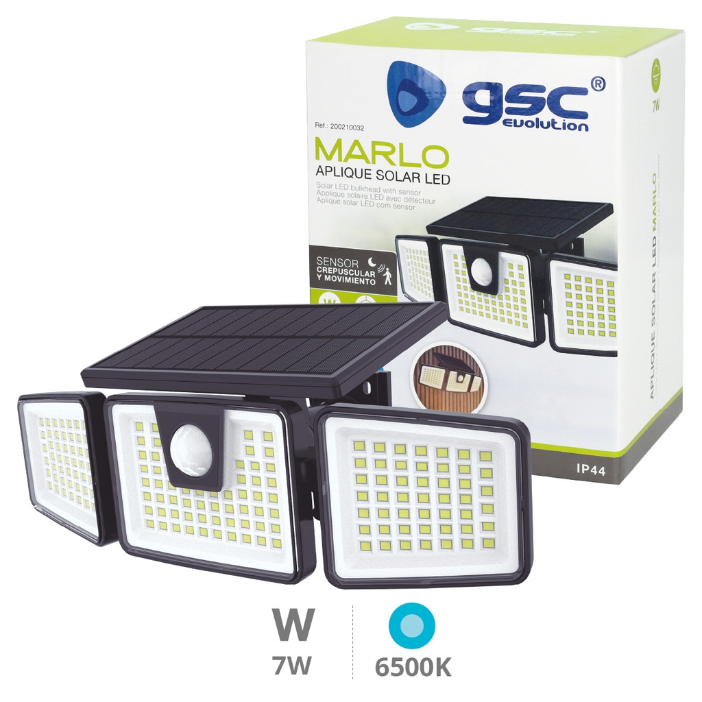 Aplique solar LED Marlo con sensor de movimiento y crepuscular 7W 6500K