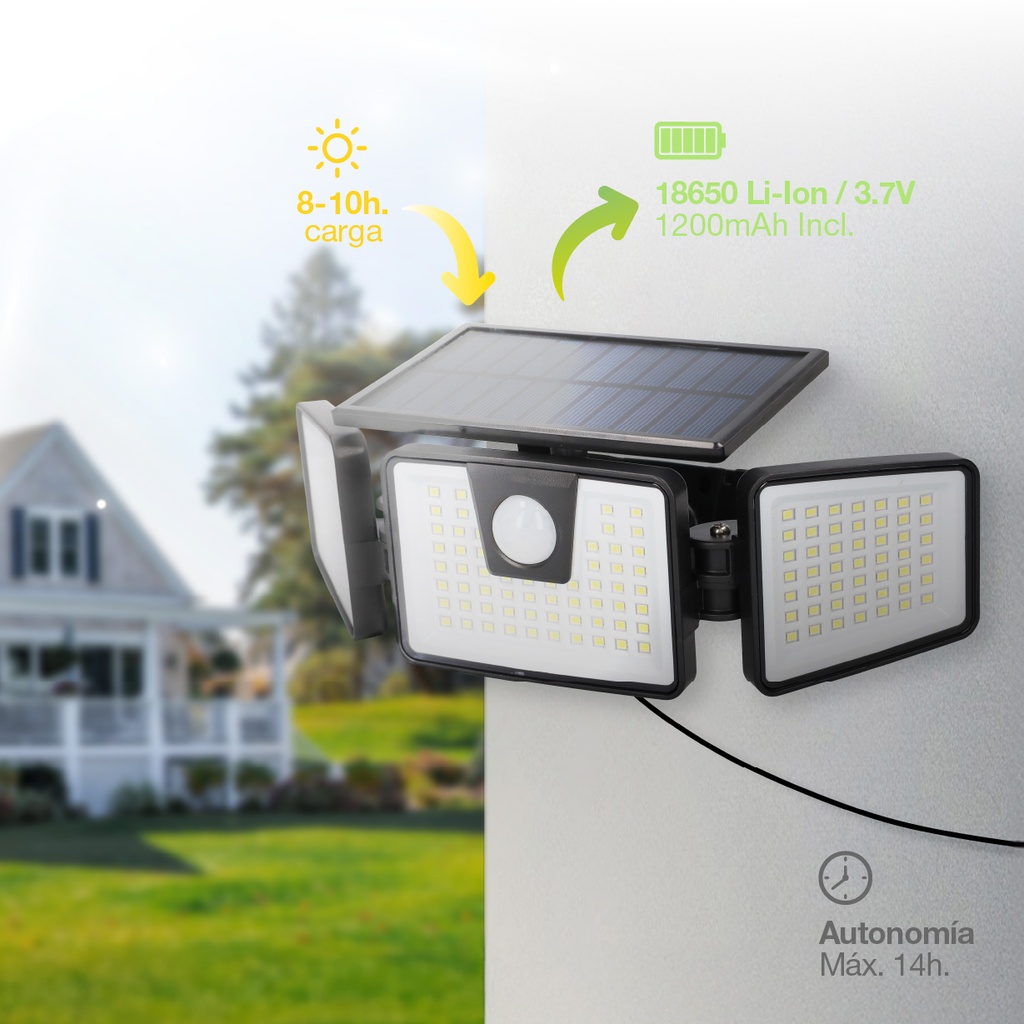 Aplique solar LED Marlo con sensor de movimiento y crepuscular 7W 6500K