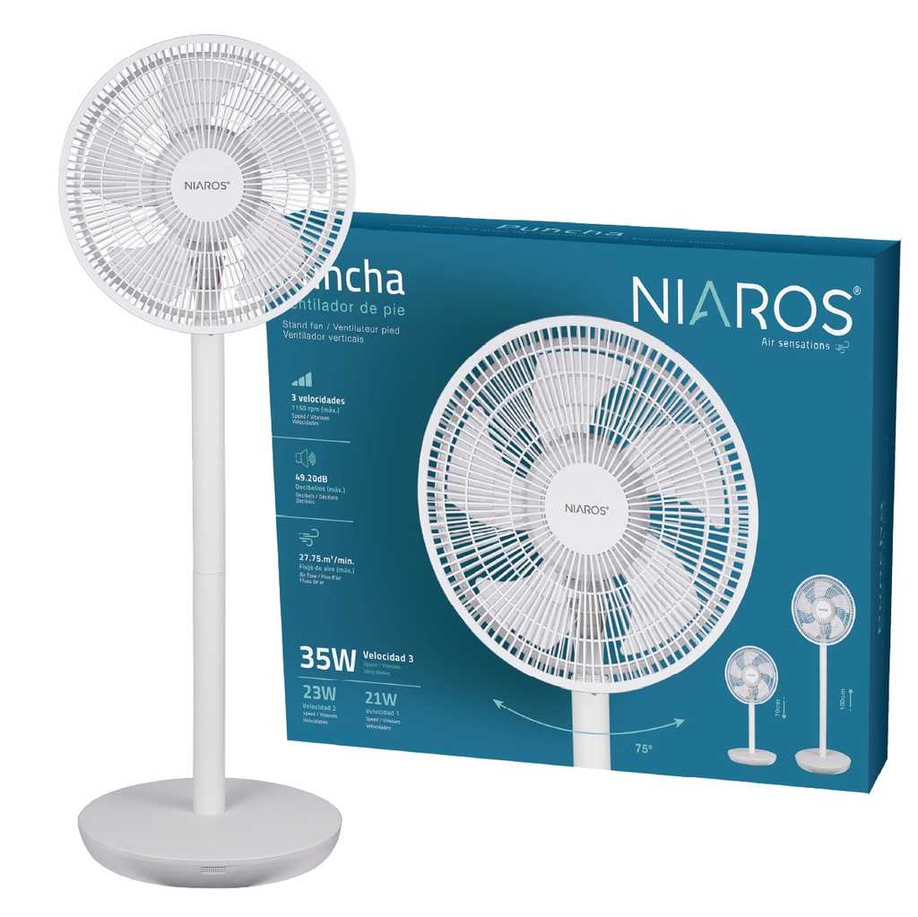 Ventilador de pie Puncha Ø34cm 35W Blanco