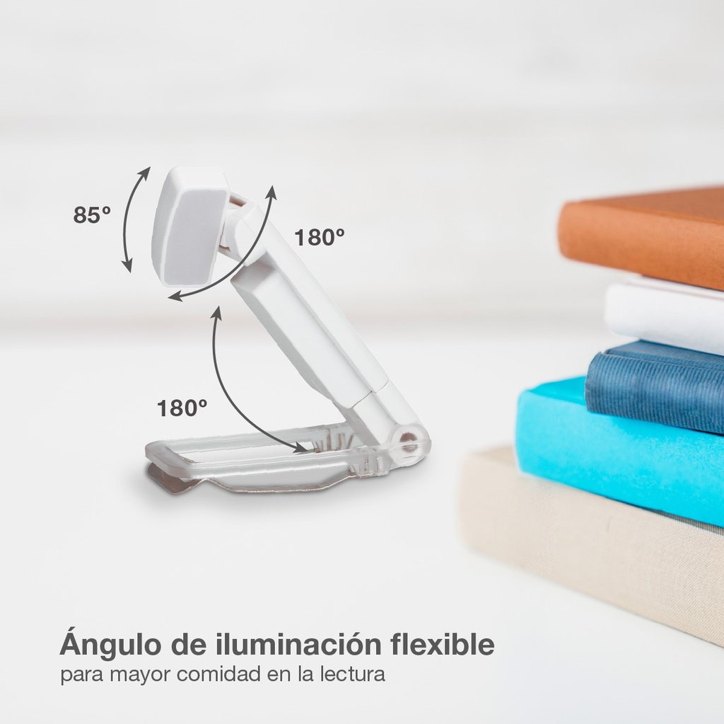 Mini linterna LED lectura ajustable y pinza sujeción