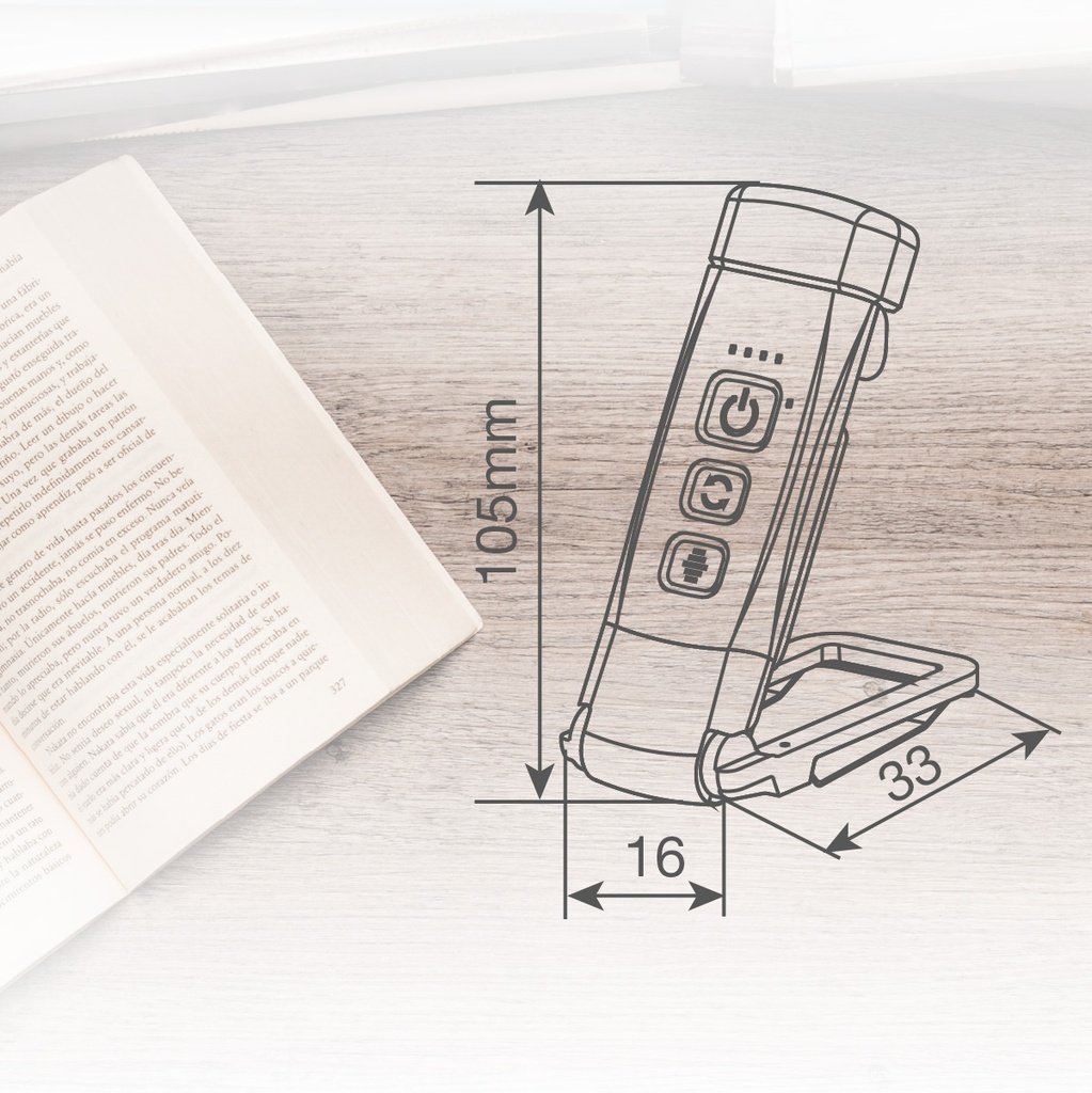 Mini linterna LED lectura ajustable y pinza sujeción