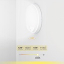 Aplique pared redondo LED Doko con sensor movimiento 15W 4000K Blanco