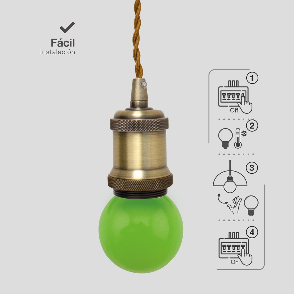 Bombilla LED esférica 1W E27 Verde